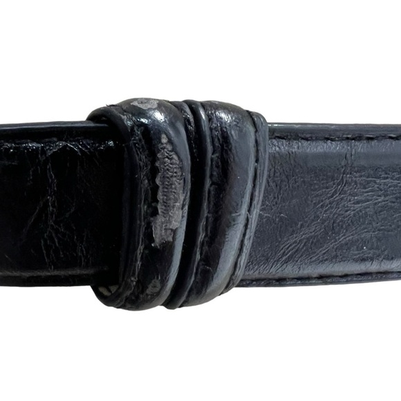 Black Leather Belt with Silver Buckle - Picture 7 of 10